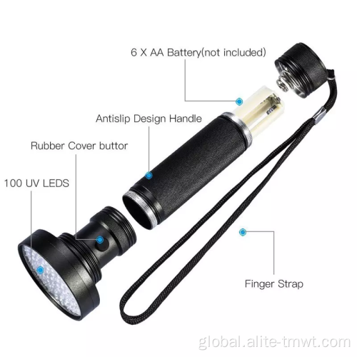 Emergency Torch Hot Selling Outdoor Super Power 100 LED UV Flashlight For Pet Urine Scorpion Detector 395nm Aluminum 30W UV Flashlight Factory